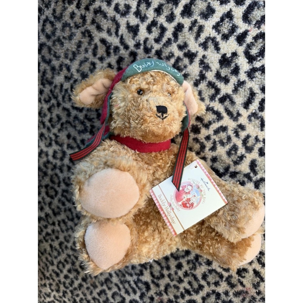 New 2002 Hallmark Christmas Buddy Hollyday Dog 10" Stuffed Plush Holiday Decor